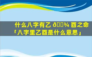 什么八字有乙 🌾 酉之命「八字里乙酉是什么意思」